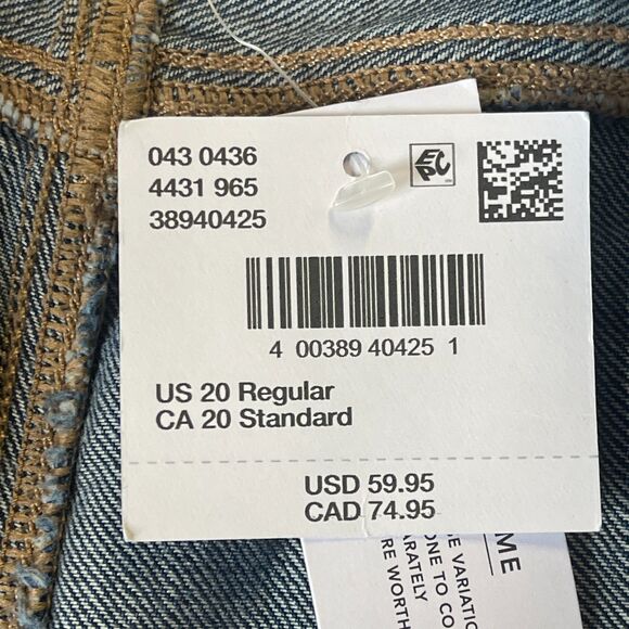 NWT American Eagle Women's Carpenter Mom Jeans Size 20 35W AE Super High Rise - Picture 8 of 9